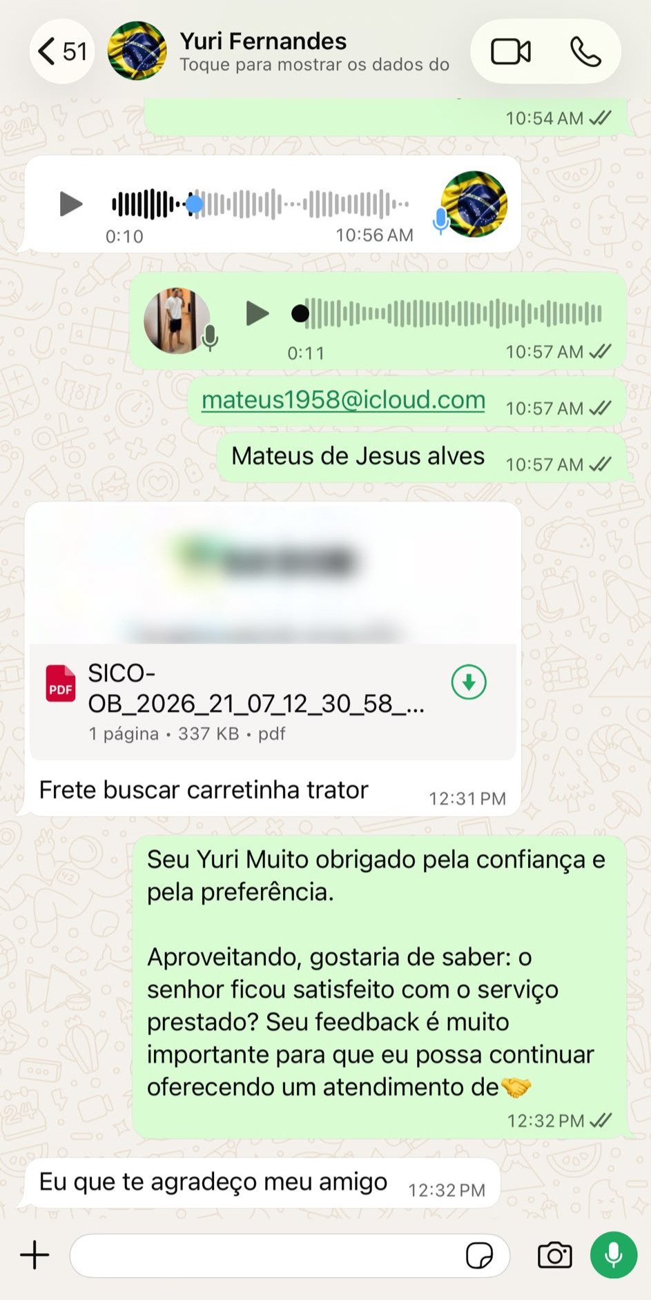 Avaliação de Cliente no WhatsApp